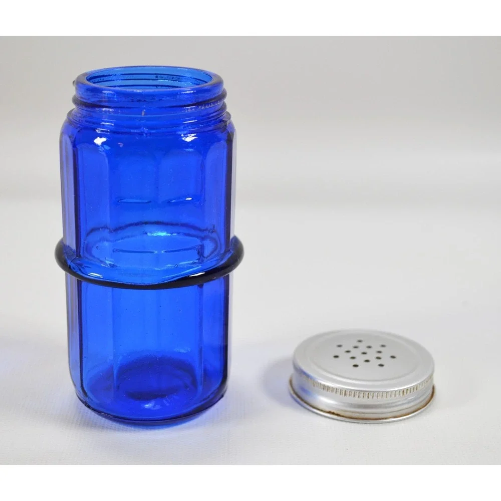 Vintage Cobalt Blue Hoosier Mission Style Ribbed Spice Shaker‎ Rack Jar